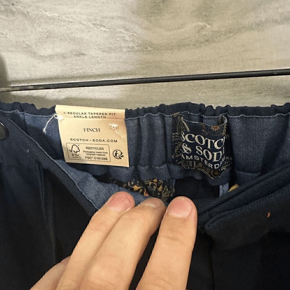 Scotch and Soda Mens Navy Wool Finch Tapered Fit Ankle Length Pants Size Small - Picture 5 of 12